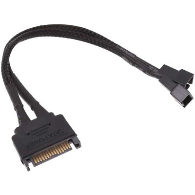 Phobya SATA Strom Y-Kabel intern auf 3Pin 5V und 12V - Schwarz 20cm Phobya SATA Strom Y-Kabel intern auf 3Pin 5V und 12V - Schwarz 20cm