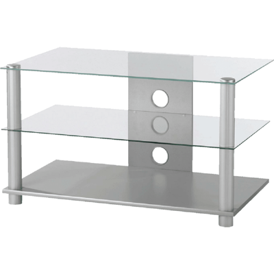 VCM Milano - TV-/HiFi-Rack, Klarglas / Aluminium Stück Neu VCM Milano - TV-/HiFi-Rack, Klarglas / Aluminium Stück Neu