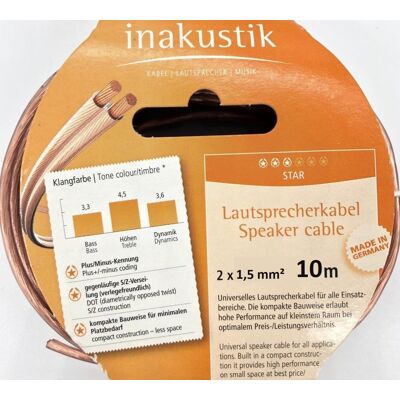 Inakustik Star Serie, 2x1,5mm² Lautsprecherkabel-Ring 10,0 m Weiß Inakustik Star Serie, 2x1,5mm² Lautsprecherkabel-Ring 10,0 m Weiß