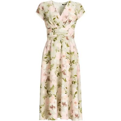 38 Midi Kleid aus floral bedrucktem Sc female 38 Midi Kleid aus floral bedrucktem Sc female