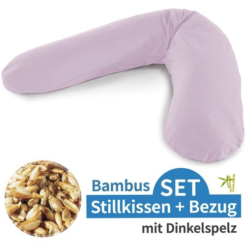 Theraline Stillkissen Das Original mit Dinkelspelz-Füllung inkl. Bezug Bamboo 190 cm – Lavendel