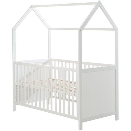 Roba Babybett und Kinderbett in Hausoptik 70 x 140 cm – Weiß