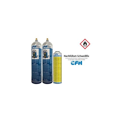 CFH Ersatzdosenset für Schweiß-Fix 2x Sauerstoffersatzflasche 140 g 950 ml Sauer…