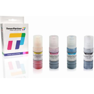 TonerPartner Multipack kompatibel zu Epson 104 (C13T00P640) enthält 4x Flaschentinte TonerPartner Multipack kompatibel zu Epson 104 (C13T00P640) enthält 4x Flaschentinte