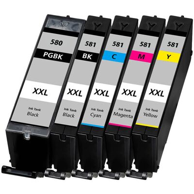 TonerPartner Multipack kompatibel zu Canon 2078C005 / PGI-580XXL + CLI-581CMYK XXL enthält 5x Tintenpatrone TonerPartner Multipack kompatibel zu Canon 2078C005 / PGI-580XXL + CLI-581CMYK XXL enthält 5x Tintenpatrone