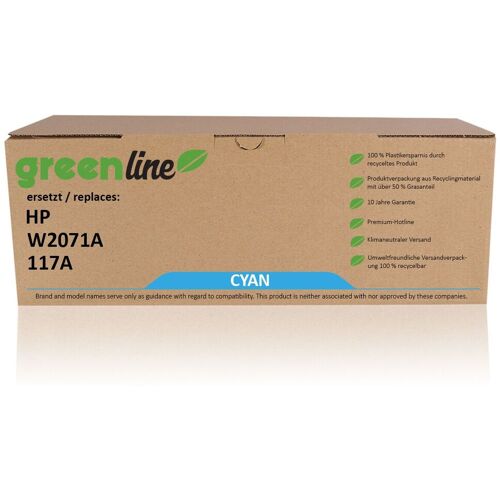 TonerPartner greenline ersetzt HP W 2071A / 117A XL Tonerkartusche, cyan