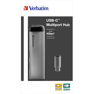 Verbatim Hub, USB 3.1-C, Multiport 4x USB 3.2 Gen.1, silber Kabel 15cm, Retail-Blister