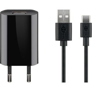 Goobay USB-C™ Ladeset 1 A - Netzteil mit Type-C™  Kabel 1m (Schwarz)