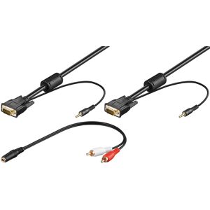 Goobay Full HD SVGA Monitorkabel mit Audioleitung - mit 2x 3,5-mm-Audioleitung (stereo) und 3,5-mm-Adapter > 2x Cinchstecker (audio)