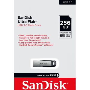 SanDisk USB 3.0 Stick 256GB, Ultra Flair Typ-A, (R) 150MB/s, SecureAccess, Retail-Blister