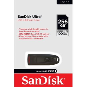 SanDisk USB 3.0 Stick 256GB, Ultra Typ-A, (R) 130MB/s, SecureAccess, Retail-Blister