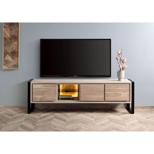 Massivmoebel24.de Lowboard Akazie / Altholz 200x40x60 natur lackiert DENVER #116