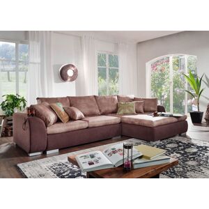 Massivmoebel24 Wohnlandschaft mit Schlaffunktion 330x178x85 beige X-MIKA