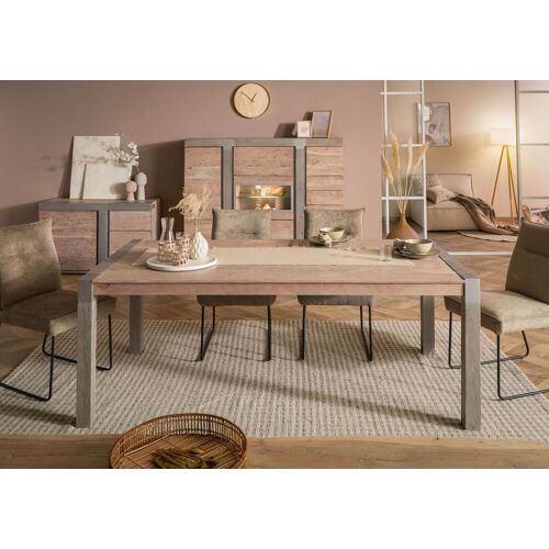 Massivmoebel24.de Esstisch Akazie 160x90x76 beige lackiert Amsterdam #113