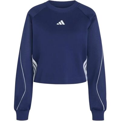 Sweatshirt Damen adidas Stadium 3-Stripes Bleu M Sweatshirt Damen adidas Stadium 3-Stripes Bleu M
