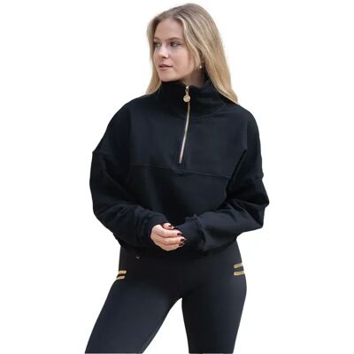 Sweatshirt 1/2 Zip Casual Damen Wallderinska Edge Cozy Noir M Sweatshirt 1/2 Zip Casual Damen Wallderinska Edge Cozy Noir M