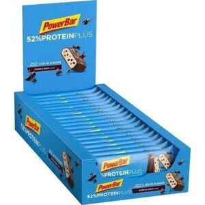 Packung mit 20 Riegeln PowerBar 52% ProteinPlus Low Sugar Cookies & Cream Bleu TU