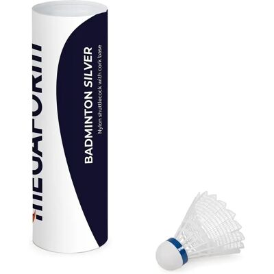 Tube mit 6 Badmintonlenkrädern Megaform Silver Tournament Blanc TU Tube mit 6 Badmintonlenkrädern Megaform Silver Tournament Blanc TU