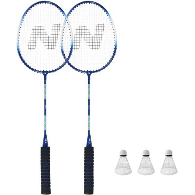 Badminton-Schläger aus Aluminium + Federball + Abdeckung NILS NRZ2052 (x6) Blau 66 cm Badminton-Schläger aus Aluminium + Federball + Abdeckung NILS NRZ2052 (x6) Blau 66 cm