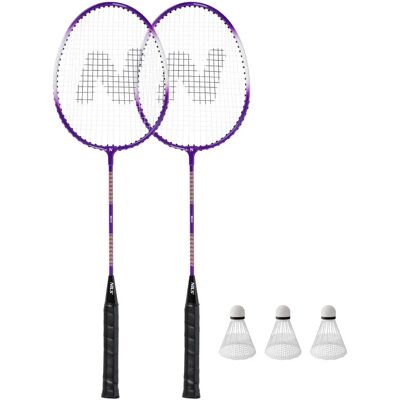 Badminton-Schläger aus Aluminium + Federball + Abdeckung NILS NRZ2053 (x6) Lila 66 cm Badminton-Schläger aus Aluminium + Federball + Abdeckung NILS NRZ2053 (x6) Lila 66 cm