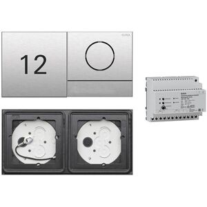 Gira 106 System 2-fach Gegensprechanlagen Set Edelstahl V4A mit Infomodul und Sprachmodul mit 1 RT Edelstahl + Audio-Steuergerät ohne Gravur