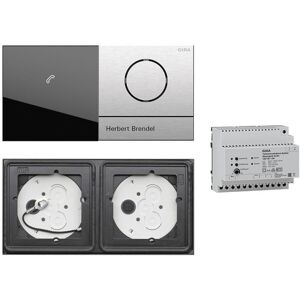 Gira 106 System 2-fach Gegensprechanlagen Set Edelstahl V4A mit Sprachmodul mit 1 RT Edelstahl und Anzeigemodul + Wohnungsstation AP 125003 ohne Gravur