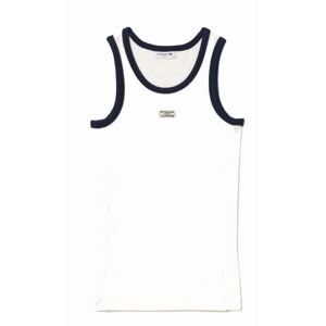 Damen Tennistop Lacoste Flowing Rib Knit Tennis Badge Tank - white/navy blue