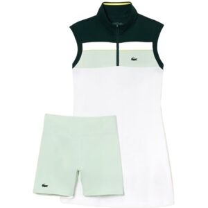 Damen Tenniskleid Lacoste Recycled Fiber Tennis Dress with Integrated Shorts - white/green