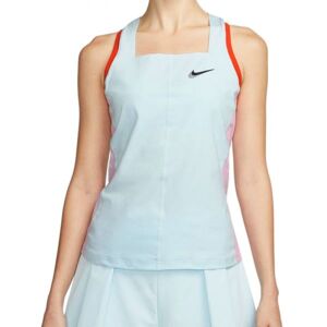 Damen Tennistop Nike Court Dri-Fit Slam Tank - glacier blue/light arctic pink/team orange/black