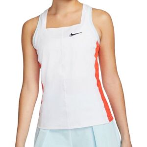 Damen Tennistop Nike Court Dri-Fit Slam Tank - white/team orange/glacier blue/black