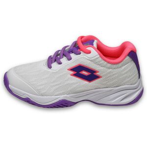 Jugend-Tennisschuhe Lotto Mirage 600 Allround Junior - all white/bellflower/neon magenta