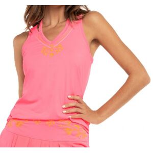 Damen Tennistop Lucky in Love Embroidery Floral Stitch V Tank - neon pink