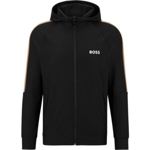 Herren Tennissweatshirt BOSS x Matteo Berrettini Zip-Up Hoodie In Active-Stretch Jersey With Logo - black