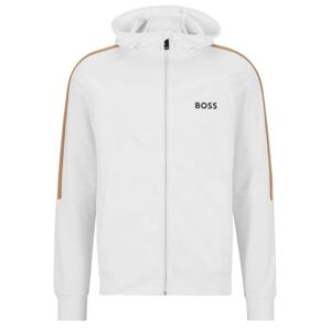 Herren Tennissweatshirt BOSS x Matteo Berrettini Zip-Up Hoodie In Active-Stretch Jersey With Logo - white