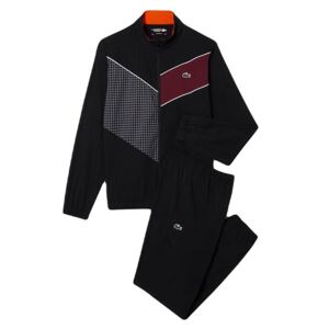 Herren Tennistrainingsanzug Lacoste Stretch Fabric Tennis Sweatsuit - black/orange/bordeaux