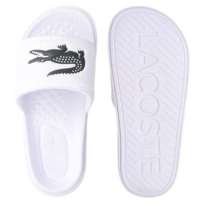 Flip-Flops Lacoste Croco Dualiste Synthetic Logo Strap Slides - white/black