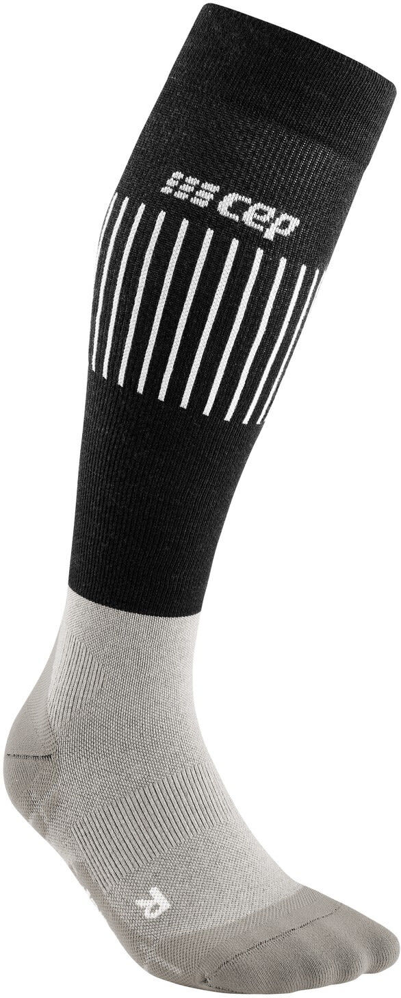 CEP Ultralight Compression Socks Skiing Tall Grau / Schwarz, Damen Merino Kompressionssocken, Größe II - Farbe Black - Grey