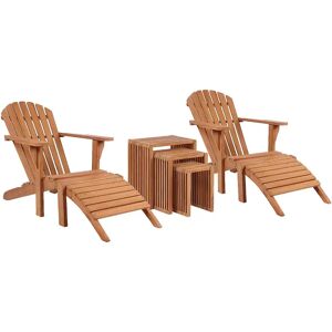 bene living Liegesessel Adirondack Montreal und Beistelltisch 3-er Set Teak-KOMPLETTSET