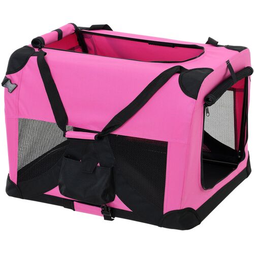 [pro.tec] Hundetransportbox Pink Faltbar Transportbox Hunde Falt Box Trage Tasche [PRO.TEC]