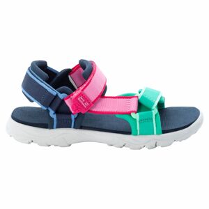 Jack Wolfskin Zeitlose leichte Kinder Freizeitsandale. Farbe: Bunt / Blau / Grün / Pink / Größe: 39