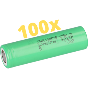 100x Samsung INR18650-25R 3,6V 2550mAh 8C 20A