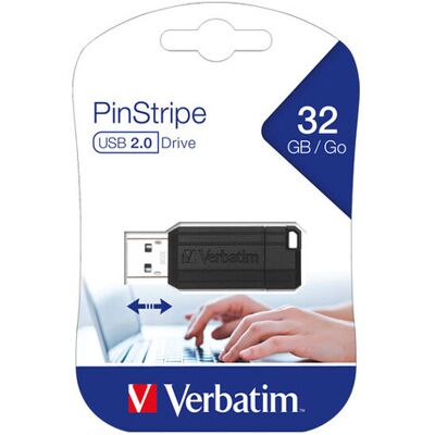 Verbatim USB 2.0 Stick 32GB, PinStripe, schwarz Verbatim USB 2.0 Stick 32GB, PinStripe, schwarz