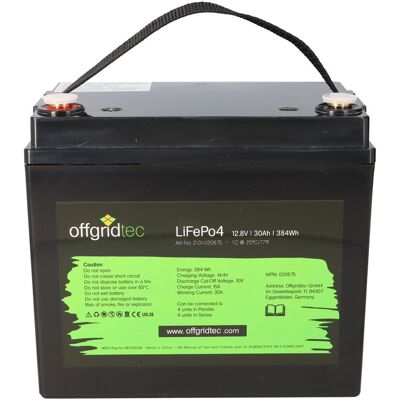 Offgridtec LiFePO4 Akku 12V 30Ah - mit 0% MwSt nach §12 Abs. 3 UstG Offgridtec LiFePO4 Akku 12V 30Ah - mit 0% MwSt nach §12 Abs. 3 UstG