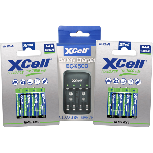Ladegerät BC-X500 + 8x AAA XCell Rechargeable 1,2V 1000mAh