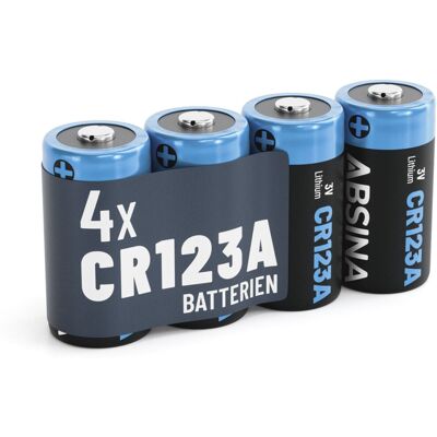 4x Absina CR123A Lithium Batterie 3V 1300mAh (4er Blister) 4x Absina CR123A Lithium Batterie 3V 1300mAh (4er Blister)