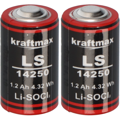 XCell 2x Kraftmax Lithium 3,6V Batterie LS14250 1/2 AA - Zelle ER14250 Li-SOCl2 XCell 2x Kraftmax Lithium 3,6V Batterie LS14250 1/2 AA - Zelle ER14250 Li-SOCl2
