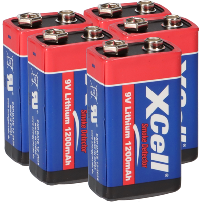 5x XCell Lithium 9V Block Hochleistungs- Batterien für Rauchmelder / Feuermelder - 10 Jahre Batterie Lebensdauer 5x XCell Lithium 9V Block Hochleistungs- Batterien für Rauchmelder / Feuermelder - 10 Jahre Batterie Lebensdauer