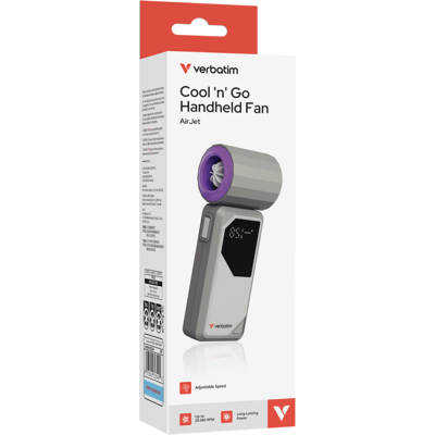Verbatim Cool'n'Go AirJet Handventilator 4000mAh Grau Lila Verbatim Cool'n'Go AirJet Handventilator 4000mAh Grau Lila