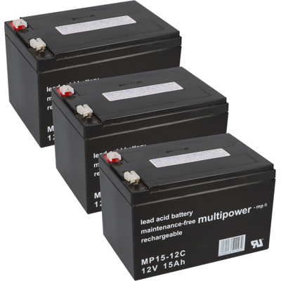 Multipower 3x 12V 15Ah AKKU BATTERIE Elektro Roller Scooter Bt 250 36V Multipower 3x 12V 15Ah AKKU BATTERIE Elektro Roller Scooter Bt 250 36V