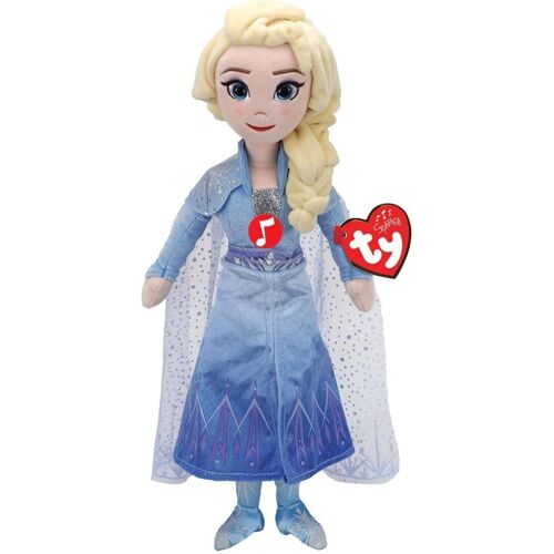 TY UK Frozen 2 Elsa Stoffpuppe mit Sound 35cm Blau OS female